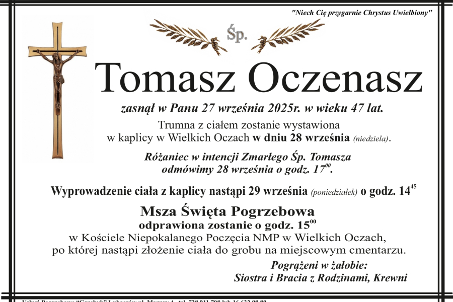 Zmarł Tomasz Oczenasz [47 lat]